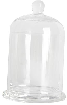 GARVALON Glass Cloche Bell Dome Rustic Tealight Holderstray for Tea Light Candles