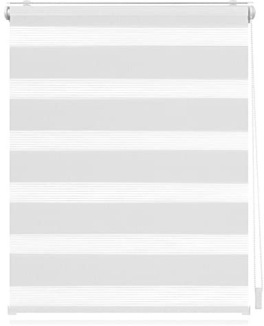 Doppelschichtrollo 45x250cm ohne Bohren & Easy Fix Doppelrollo mit verstellbarem Kettenmechanismus Einfache Montage Fenster und Tür Beschattung Weiß