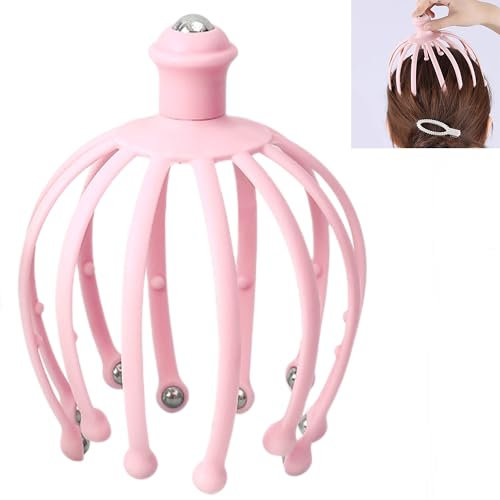 Smaoqingji Massaggiatore Cuoio Capelluto Scalp Massager - 1 Pezzo, Rosa, si Adatta Perfettamente Contorni Della Testa per Massimizzare Stimolazione del Cuoio Capelluto, Ideale per Alleviare Stress