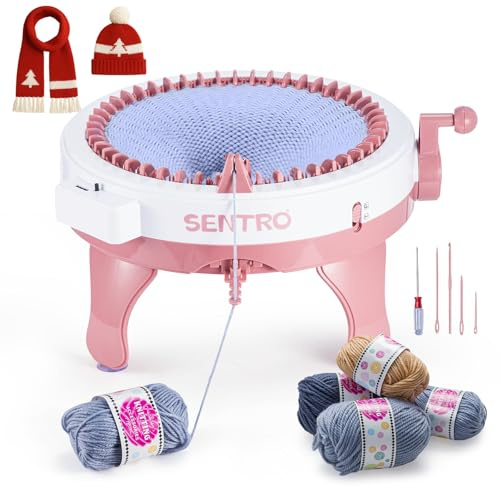 HPVERDALIVING Sentro Knitting Machine 40 and 48 Needle, Electric Knitting Loom with Crochet Hook, DIY Weaving Loom Kit for Adults & Kids, Handheld Weaver for Scarf Hat Socks (48-Needle)