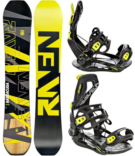 Raven Snowboard Set: Snowboard Barracuda Carbon Lime + Bindung Fastec FT360 (155cm + Bindung FT360 Lemon L)