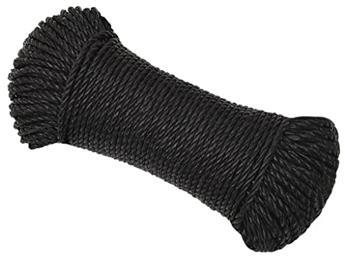 Corde de bondage - Corde à linge en polypropylène - Noir - 8 mm - 100 m - Pour jardin, bricolage, décoration, groupage et camping