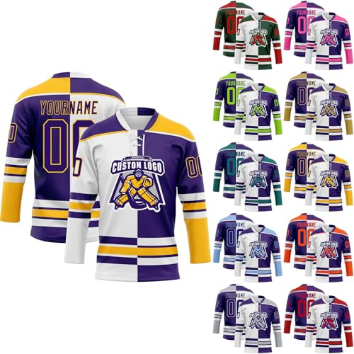 Generico Maglie da Hockey Personalizzate,Maglie da Hockey Vergini Personalizzabili con Squadra/Numero/Nome Personale,Maglie da Hockey Personalizzate per Uomo, Donna, Adolescente e Bambino (Stile 31)