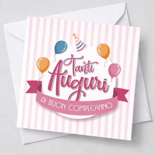 GHIBLI Biglietto Auguri Compleanno con Busta - Greeting Card Design Festivo Universale per Uomo Donna Bambini e per Tutte le Età - Cartoncino Premium Ideale per Accompagnare Regalo