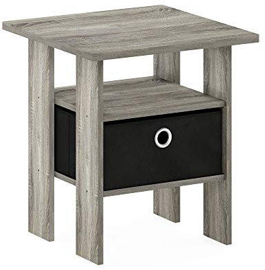 Furinno Andrey Mesa Auxiliar, Roble francés Gris, 39.4 x 39.4 x 44.5 cm