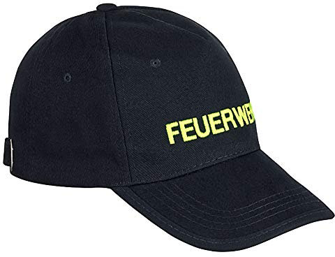 PACOTEX Premium Feuerwehr Cap Basecap in robuster Arbeitskleidungs-Qualität Marineblau mit Feuerwehr Bestickung (Leuchtgelb)