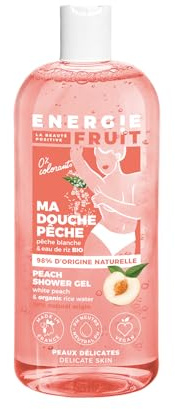 ENERGIE FRUIT | Gel Douche pH Neutre | Pêche Blanche & Eau de Riz | Vegan | 500ml