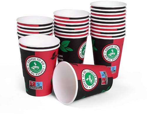 Inoverse 500 stück Pappbecher, Einweg Coffee to Go Becher - 200ml, Kaffee to go Becher Pappe, 8oz Trinkbecher für Tee, Einwegbecher, Papierbecher, Kaffeebecher to go, Kaffeetassen, Ø 80 mm
