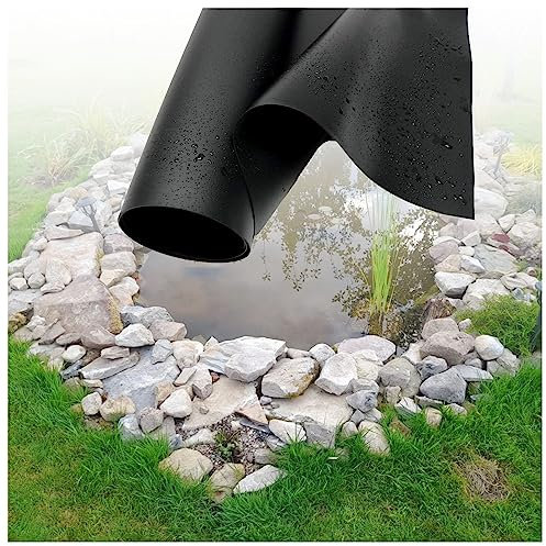 Noir Bâche D'étang Liner Bassin Extérieur 2x2m 4x5m 6x10m 10x12m Doublure Pour Bassin Robuste Membrane Imperméable HDPE Revêtement Pour Bassin 0.12mm Pour Jardins Aquatiques(Taille:1x8m(3.3x26ft))