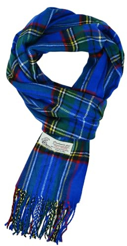 Glory Max Scottish Stewart Tartan Plaid Luxurious Winter Scarf Soft Cashmere Feel 72x12 (Blue Stewart Tartan)