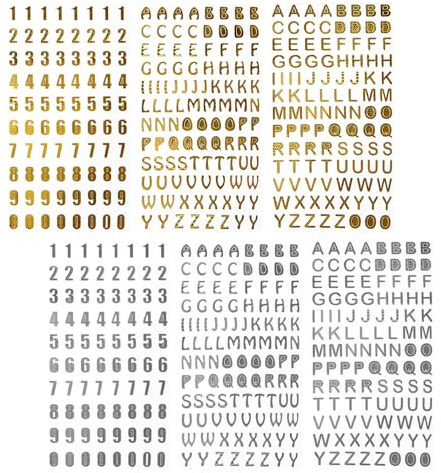 ONEBO 6 Sheets Alphabet Number Stickers, Self Adhesive Alphabet Sticker,Number Sticker,Glitter Letter Stickers, for DIY,Scrapbooking, Greeting Cards Decoration(3 Styles,2 Colours)