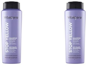 Vitalcare | Stop Yellow 400 ml, Shampoo Antigiallo, Neutralizza le Sfumature di Giallo, Capelli Biondi, Grigi e Decolorati (Confezione da 2)