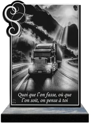 Eternel - Plaque Funéraire Personnalisée Cadre Ornements - Camion Routier, Poids Lourd, Chauffeur, Truck - Texte Personnalisable, Plaque Funéraire Gravée au Laser, Hommage, Plaque Tombale, Funérailles