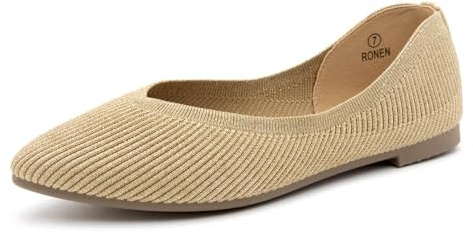 Herstyle Women’s Ronen Pointed Toe Flats Knit Ballet Flat Shoes Black Blue Red Flats Foldable Comfort Slip on Dressy Flat Shoes for Work Office Party School, GoldKN, Size 11.0