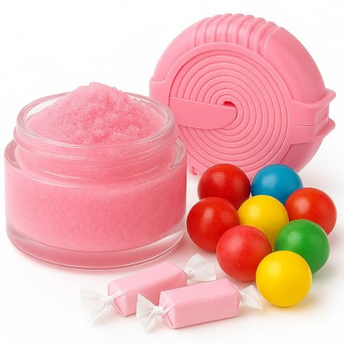 Sugar Lip Scrub - 30g Pot - 15 Delicious Flavours - Made With Natural Jojoba Oil for Soft, Smooth Lips - Vegan Friendly - Puddle of Wax - Made in the UK (30g, Bubblegum)