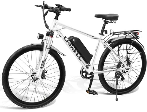 CHIWELL 26 Electric Bike for Adults, 250W High-Speed Brushless Motor eBike with 36V 8Ah Li-Ion Battery, 7 Speed E-Mountain Bike, City Commuting E-Bike with Smart LCD, Dual Disc Brakes