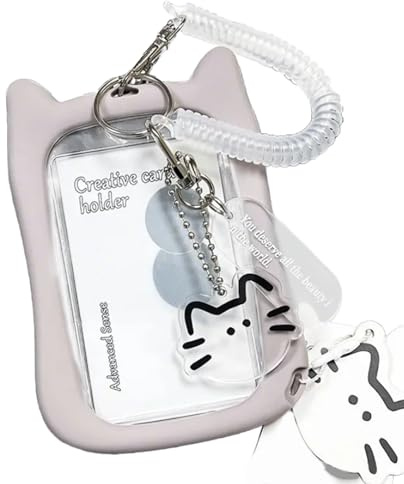 VIVIWI Porte-cartes avec oreilles de chat - Porte-cartes transparent - Porte-cartes porte-clés - Housse de protection pour cartes de bus