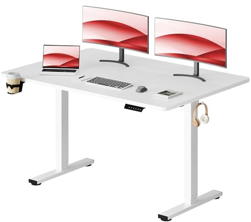 SANODESK 160 x 60 cm Bureau Électrique Réglable en Hauteur 73–118 cm, Bureau Assis Debout Silencieux avec Mémoire, Système Anti-Collision, Supporte 70 kg, Blanc