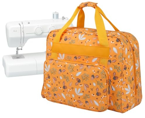 Funda de transporte para máquina de coser, bolsa de almacenamiento universal con bolsillo y asa, bolsa colgante portátil para pequeñas máquinas de coser, libélula de avellana, 43 x 32 x 21 cm