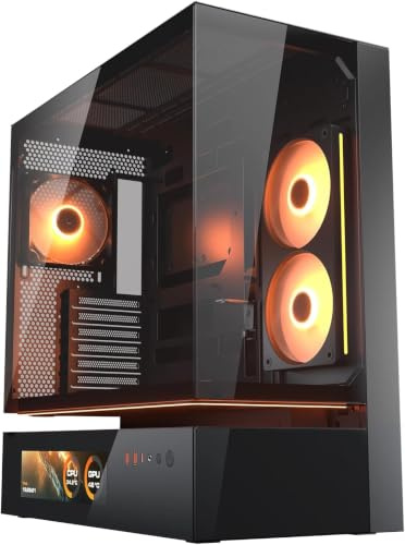 Cougar CFV235 Vision – Mid‑Tower PC‑chassi – Svart | 9,16” LCD, ATX/CEB, 270° luftflöde, 4 ARGB‑PWM‑fläktar, GPU upp till 430 mm, USB‑C