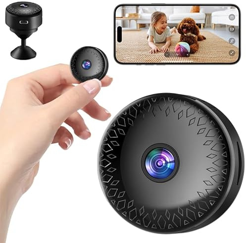 1080P HD Mini Camera , Mini Caméra de Surveillance WiFi Intérieur/Extérieur avec Vision Nocturne/Longue Durée de vie de la Batterie/Champ de Vision Grand Angle à 120°, pour Maison,Magasin, Animaux