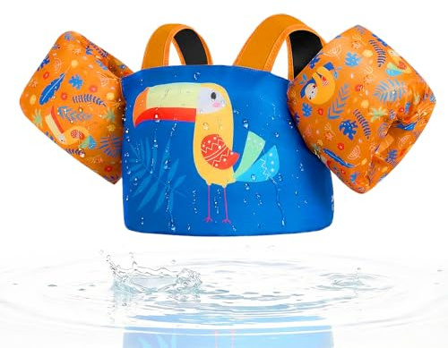 Gogokids Giubbotto di salvataggio per bambini – Comodo aiuto per il nuoto con bracciali per bambini da 1 a 6 anni, 24 – 66 lbs/11 – 30 kg, con fibbia di sicurezza e maniche