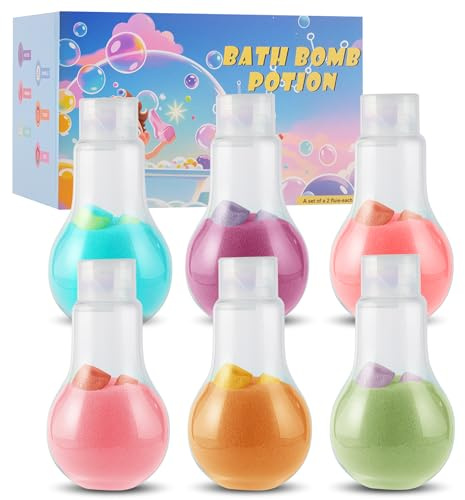 Bombas de Baño para Niños - Kit de 6 Bombas de Baño con Botellas de Poción Mágica - Bombas de Baño de Burbujas Naturales y Orgánicas, Regalo de Cumpleaños y Navidad para Niñas y Niños