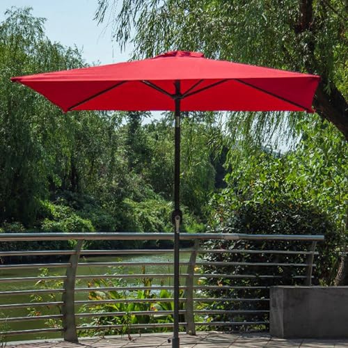 Genérico Sombrilla Cuadrada De Patio 2x2,0m, Sombrillas De Mercado Resistente A Los Rayos UV, Parasol Exterior Impermeable con Inclinación De Manivela para Jardín Patio Piscina(Red)