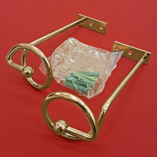 Easy-Shadow - 2 Stück Drapierhaken messing für Gardinen / Gardinenschals / Querbehänge / Vorhänge - Haken aus Metall zur Dekoration von Schals / Stores inkl. Montagematerial - messing