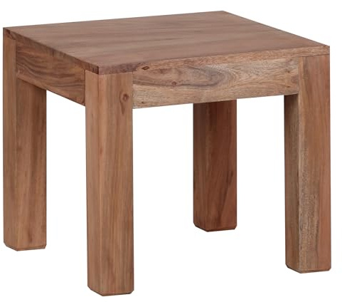 FineBuy Couchtisch Akazie Massiv-Holz 45 cm breit Wohnzimmer-Tisch Design Landhaus-Stil Beistelltisch Natur Braun