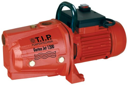T.I.P. Gartenpumpe Guss (5.000 l/h Fördermenge, 50 m Förderhöhe, 5,0 bar Druck, 1200 W, selbstansaugend, laufruhig, Jet-Hydrauliksystem, ergonomischer Handgriff, robust) Garten-Jet 1200, 31174