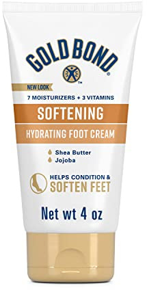 Gold Bond Ultimate Softening Foot Cream with Shea Butter, 4 Ounce, Leaves Rough, Dry, Calloused Feet, Heels, and Soles Feeling Smoother and Softer, Includes Vitamins A, C, E, and Silk Amino Acids