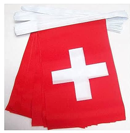 AZ FLAG - Guirlande Drapeau Suisse - 6 Mètres Avec 20 Fanions Helvétique De 21x14 cm - Petits Drapeaux 100% Polyester - 60g