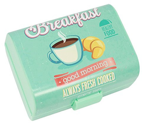 com-four® Brotdose mit Deckel im Vintage Stil - Lunchbox mit 3 Fächern - Frühstücksbox mit Trennwänden - Kunststoffdose - Aufbewahrungsbehälter für unterwegs 17 x 13 x 10 cm (1x Big-Box - Kaffee)