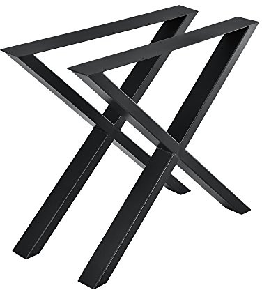 [en.casa] Tischgestell Greith 2er-Set X-Form Tischbeine Tischkufen aus pulverbeschichtetem Stahl für Esstisch, Schreibtisch Schwarz 79 x 72 cm