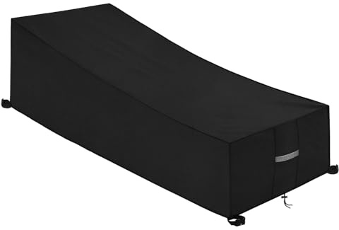 Dokon Copertura per Lettino da Giardino Impermeabile Copertura Lettino Prendisole con Prese d'Aria, Antivento Anti-UV Tessuto Oxford 420D Telo Copri Sedia a Sdraio da Esterno (200x75x40/70cm) - Nero