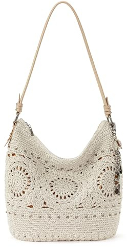The Sak Sequoia Large Hobo Bag - Premium Leather Women's Handbag for Everyday & Travel - Designer Purse With Shoulder Bag Strap, Zipper Closure and Pockets - Natural Medallion