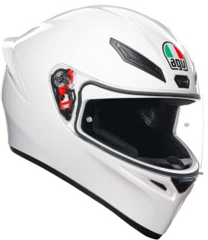 AGV - K1 S E2206 Motorrad Helm, Herren ECE Vollvisier Motorradhelm, Racing Style mit Aerodynamischem Spoiler, Kratzfestem Visier, 190° Sichtfeld, mit Intercom Ready, Weiß