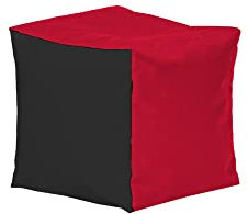 MB MILLINDABAG Hocker Würfel 35x35x35 cm Sitzsack für Kinder Jugendliche Beanbag Sessel Kissen Indoor & Outdoor Gaminggeignet & bereits gefüllt Sitzkissen Bodenkissen (Rot - Schwarz)