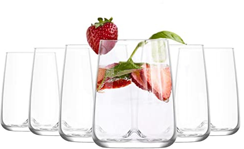 LAV 6x Clear 475ml Terra Tumbler Glasses - Stemless Kitchen Water Whiskey Wine Gin Juice Cocktail Drinking Glass Set
