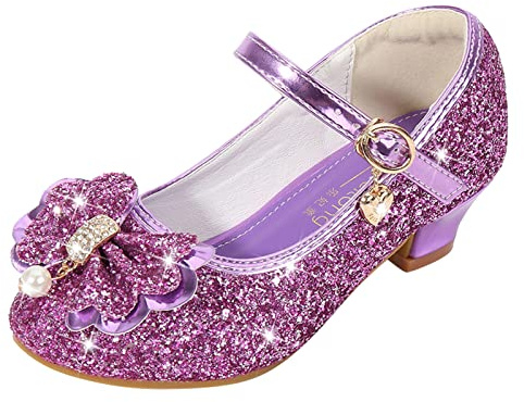 Zapatos de princesa de tacón alto para niña, suela suave, antideslizante, bailarina festiva, zapatos de noche, zapatos de boda, zapatos de boda, Lila., 25 EU