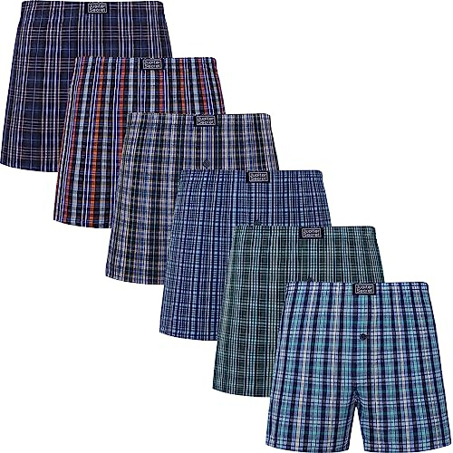 JupiterSecret Men's Boxers Underwear 100% Cotton Woven Boxers for Men Pack Boxer Shorts Assorted Colors