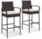 TANGZON Outdoor Rattan Bar Stools Set of 2/4, Wicker Bar Chairs with Detachable Cushion, Backrest, Footrest & Anti-slip Foot Pads, High Back Counter Stools for Patio Poolside Balcony (Mix Brown, 2PCS)
