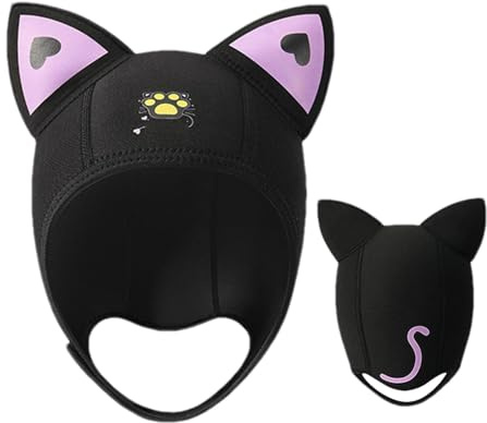 Monozoz Bonnet de plongée en néoprène avec oreilles de chat - Bonnet de plongée en néoprène de 3 mm pour adulte