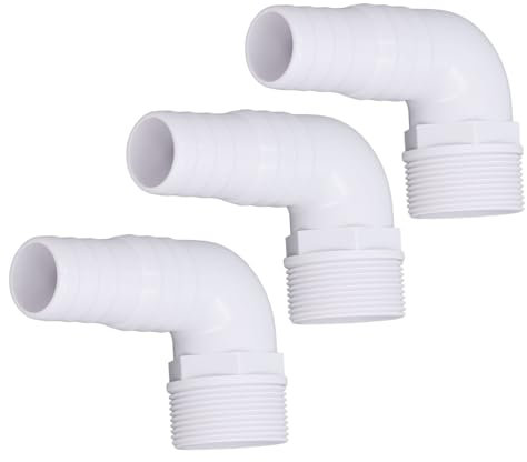 WOHPNLE 3 Pièces Raccord de Tuyau Blanc, Adaptateur De Tuyau De Piscine Coudé à 90 Degrés, Raccord De Remplacement pour Filtre De Pompe De Piscine Hayward SPX1105Z3 SPX1105Z4 SPX1091Z7