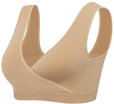 Lemef Nursing Sleep Bras Wirefree Maternity Breastfeeding Bras No Padding Nude Size M