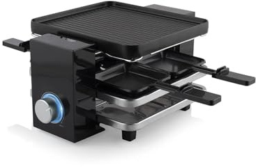 Wintem Piastra Raclette Antiaderente 4in1 700W - Ideale per Cuocere, Grigliare e Preparare Raclette - Termostato Regolabile e Anello Luminoso - Ponte di Parcheggio per Pentole - Area Cottura 21x23
