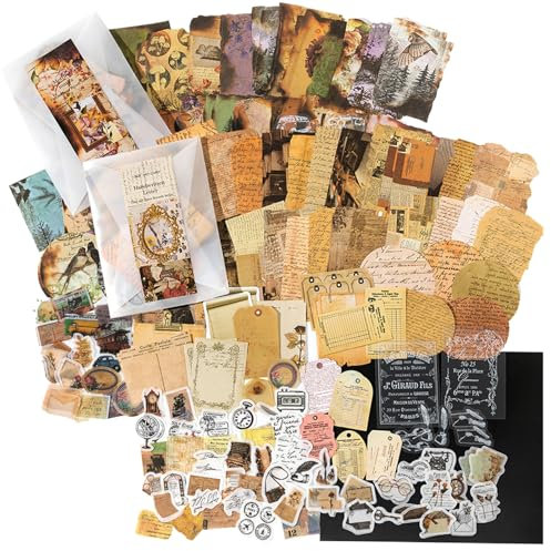 TYXHXTF 400 Stück Scrapbooking Sticker Set, Vintage Washi Aufkleber Set, Ästhetische Aufkleber für DIY Scrapbooking Reisetagebuch Scrapbook Zubehör Bullet Journal Bastelarbeiten