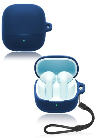Hülle für Baseus BS1 Ohrhörer, yystao weiche Silikon-Schutzhülle kompatibel mit Baseus Earbuds BS1, mit Umhängeband, Staubdicht, Stoßfest und Langlebig, Blau