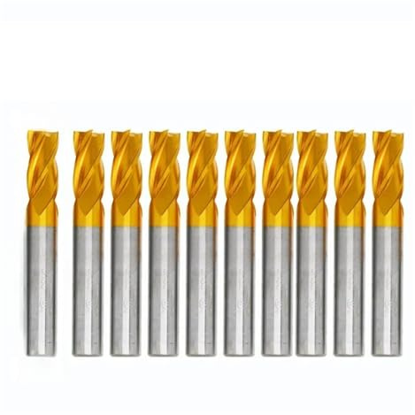 GLBMLMTHZP Juego de fresas de 1,5-12 mm for revestimiento de titanio y 4 ranuras for fresadora CNC, for metal, acero y madera. Juego de fresas(10mm 10pcs)